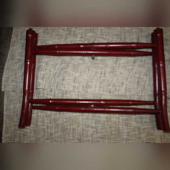 19th Century Scalloped Paper Mache Hand Painted Tray Bamboo Tea Table - Picture 6 of 16